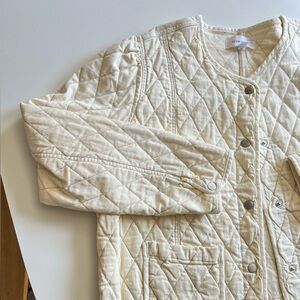 Dear John Light Quilted Denim Jacket in Eggshell